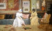 William Merritt Chase A Friendly Call. oil